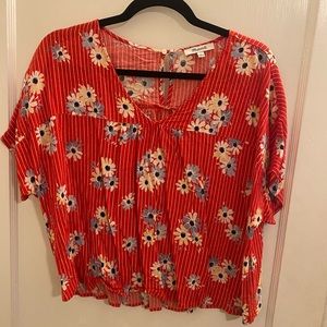 Madewell Red Rhyme Top in Daisy Society Size L